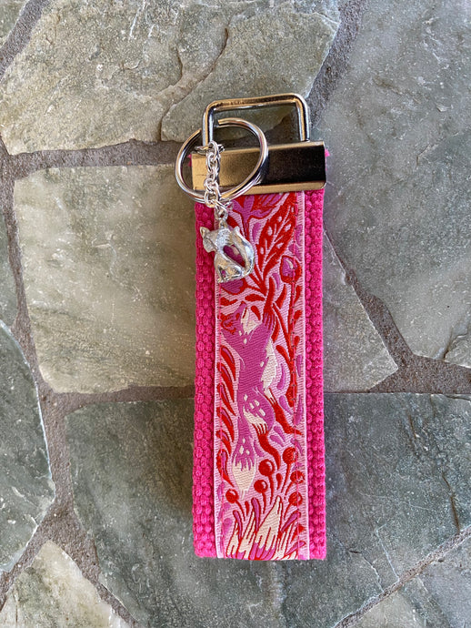 Key chain, Fox ribbon with charm