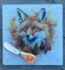 Cheese plate/trivet, Foxes single image, assorted designs