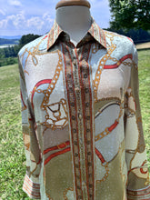 Load image into Gallery viewer, Equestrian print ladies silk shirt