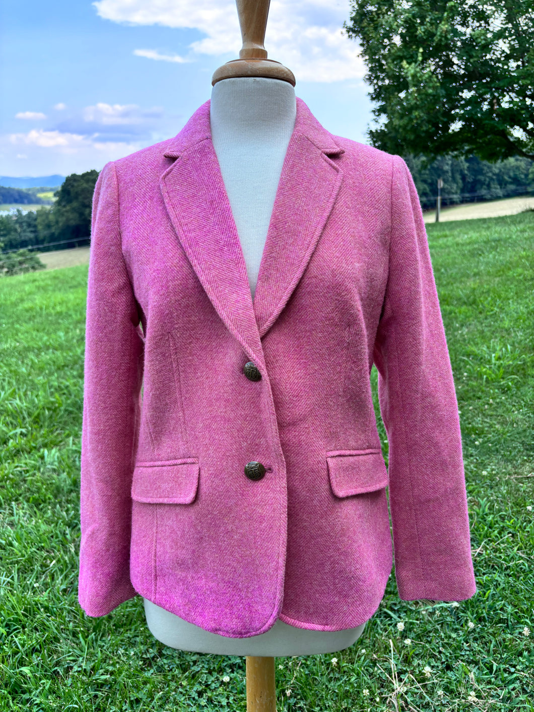 Hunt coat/blazer, deep pink herringbone