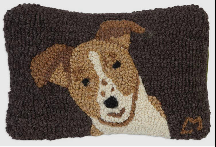 Pillow, Jack Russell, hooked wool