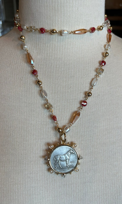 Necklace, French horse coin