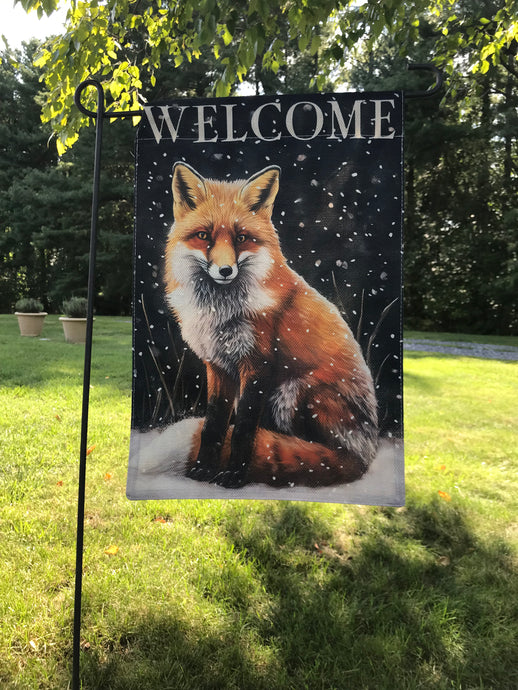 Flag, Large Fox in the snow.