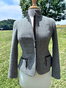 Houndstooth casual zip jacket