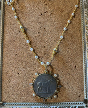 Load image into Gallery viewer, Necklace, French horse coin, gold chain