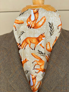 Stock tie, Orange foxes, 4 fold