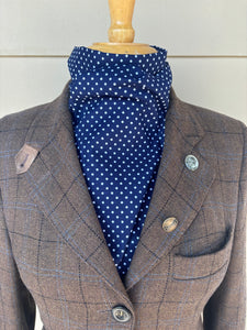 Stock tie, Navy polka dots