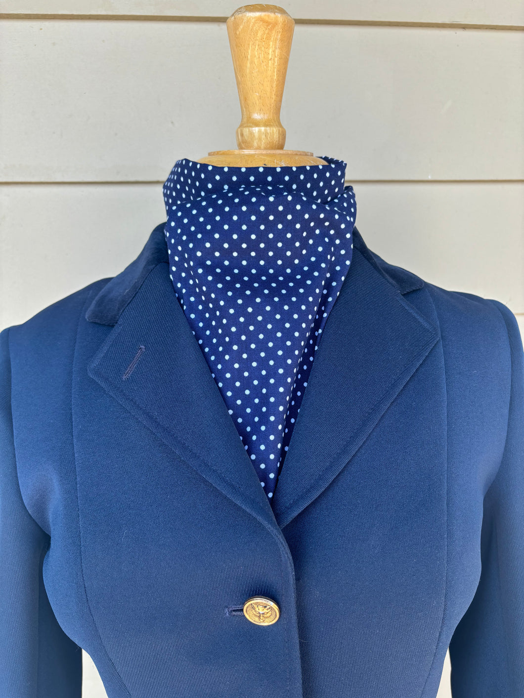 Stock tie, Navy polka dots