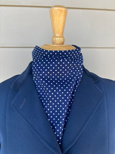 Stock tie, Navy polka dots