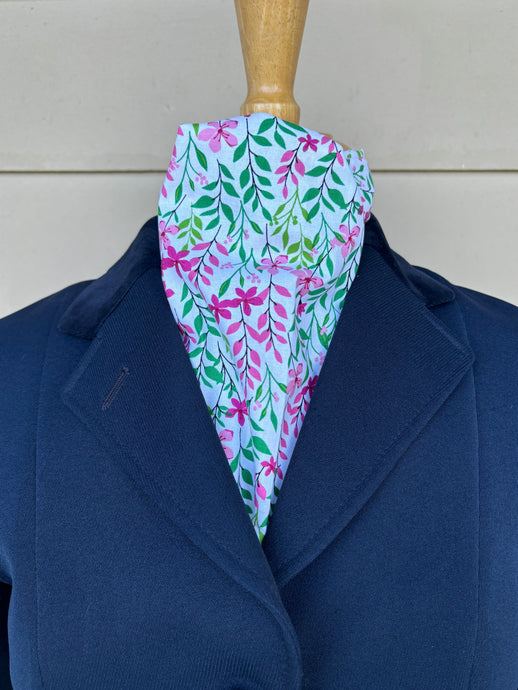 Stock tie, Pink flowers, green leaves