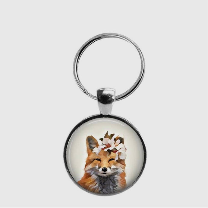 Key ring, floral fox