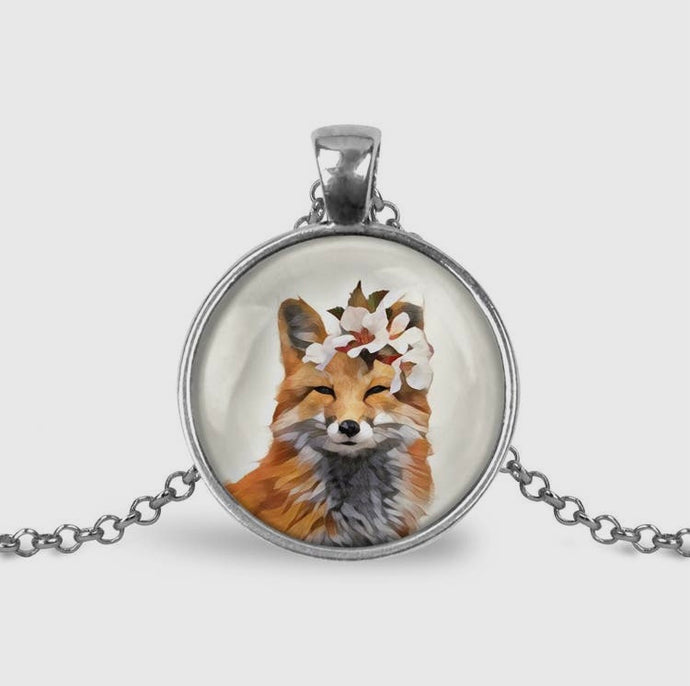 Necklace, floral fox