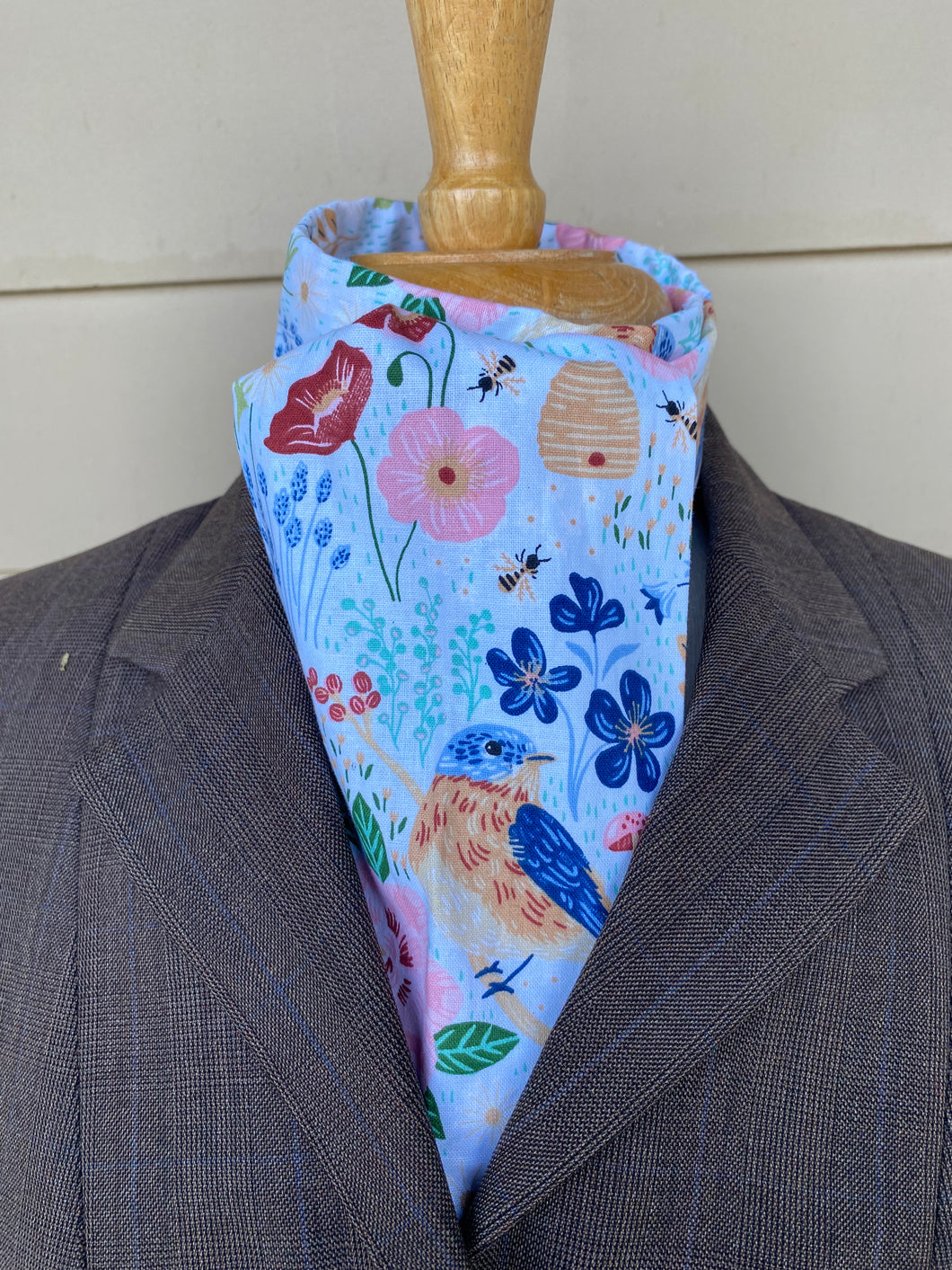 Stock tie, Watercolor bird and flowers