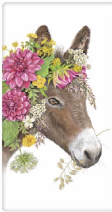 Tea towel, Donkey with flowers