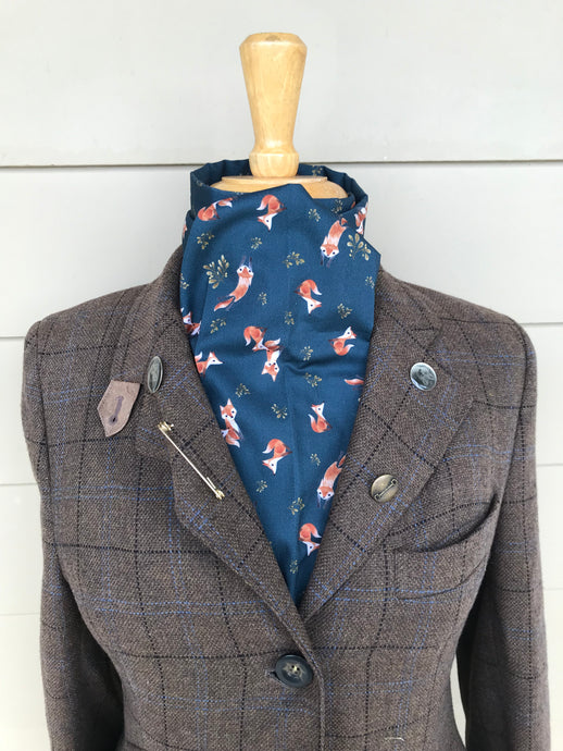 Stock tie, Foxy foxes, navy