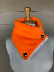 Neck wrap, Blaze orange w/white sherpa