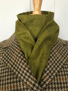 Stock tie, Olive green/ tiny leaves