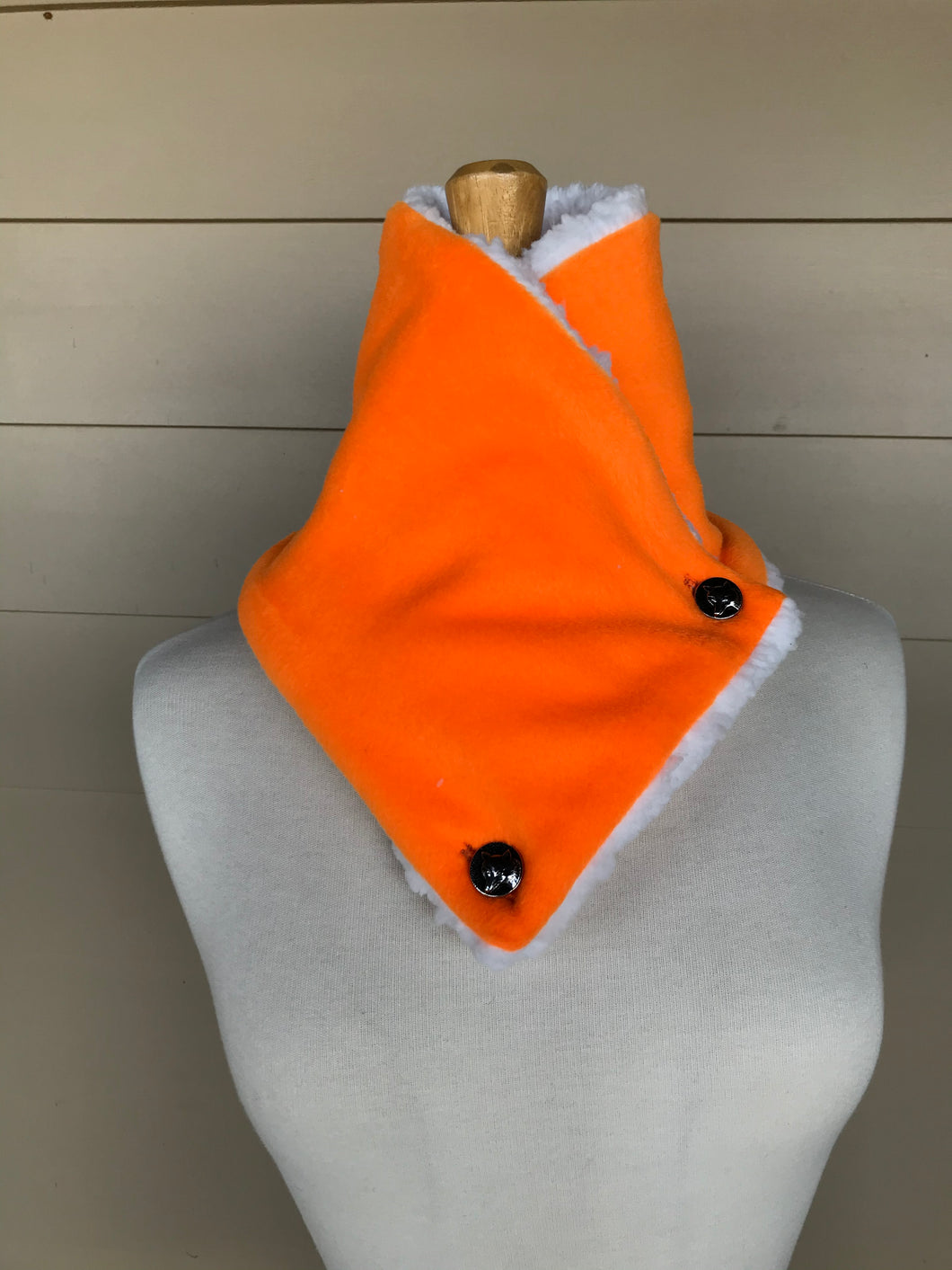 Neck wrap, Blaze orange w/white sherpa