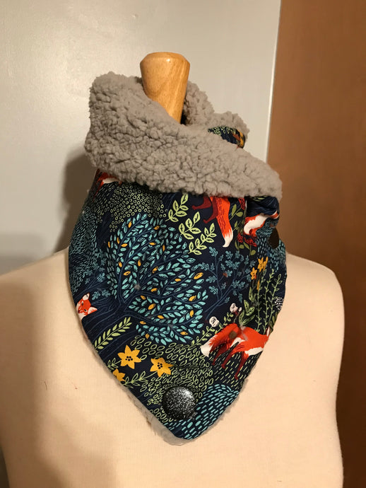 Neck wrap, Forest fox, sherpa lined
